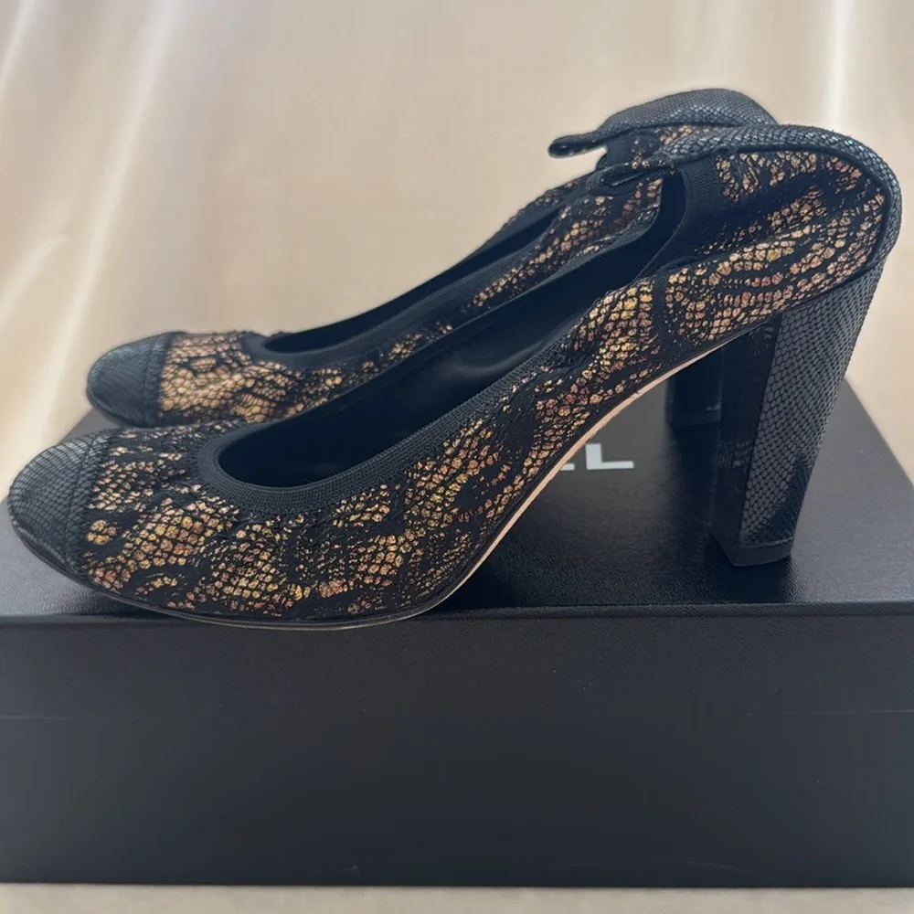 Chanel Black and Gold Heels